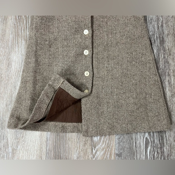 Olive Juice brown wool blend button back sleeveless herringbone dress, size 4. - Picture 7 of 8